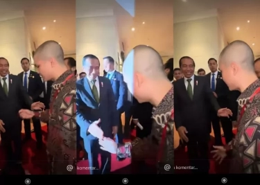 Saat Presiden Jokowi Diajak Lakukan Selebrasi 'Siuuu' Ala Cristiano Ronaldo oleh Selebgram Cellos