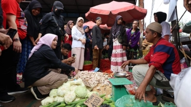 Duh! Blusukan di Pasar 26 Ilir, Siti Atikoh dapat Keluhan Harga Bahan Pokok Tak Stabil
