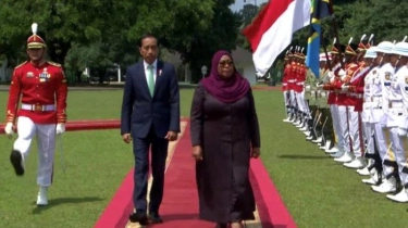 Jokowi Sambut Kunjungan Kenegaraan Presiden Tanzania di Istana Bogor 