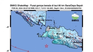 UPDATE! BMKG Catat Gempa Bayah Banten Berkekuatan M 5,7