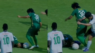 Momen Pelanggaran Bahaya Wahyudi Hamisi, Tendangannya Kena Kepala Pemain Asing Persebaya Surabaya