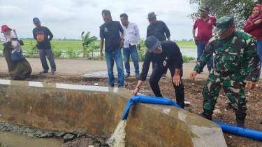 Air di Lahan Kelompok Tani Lancar, Kementan Optimis Tingkatkan Produktivitas Pertanian di Indramayu 