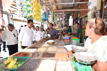 Cek Harga dan Stok Bahan Pokok di Pasar Kawat, Jokowi: Aman Terkendali