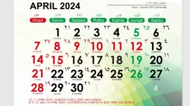 Kalender April 2024: Tanggal Hijriah, Weton Jawa, Libur Nasional dan Cuti Bersama Idul Fitri 2024