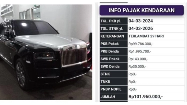 Rolls Royce B 1 SDW, Kado dari Harvey Moeis untuk Sandra Dewi yang Disita Tunggak Pajak Rp 101 Juta