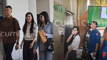 Tiba di Kejaksaan Agung, Sandra Dewi Tebar Senyuman dan Perlihatkan Gestur Saranghaeyo