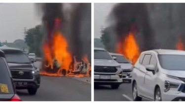 H-2 Lebaran 2024, Granmax Terbakar Hebat Usai Kecelakaan Beruntun di Km 58 Tol Jakarta-Cikampek