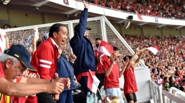 Tiba di GBK Disambut Para Menteri, Jokowi dan Kaesang Nonton Timnas Indonesia Vs Irak