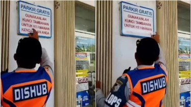 Viral Oknum Petugas Dishub Hapus Tulisan Parkir Gratis di Minimarket, Banjir Nyinyiran Netizen