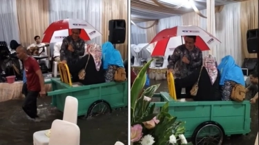 Unik! Lokasi Pesta Pernikahan Banjir, Tersedia Gerobak untuk 'Drive Thru' ke Pelaminan