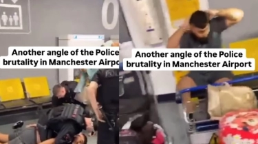 Geger! Detik-detik Polisi Injak Kepala Pria Muslim di Bandara Manchester, Publik: Dasar Orang Yahudi