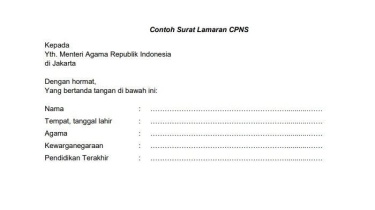 Contoh Surat Lamaran untuk Daftar CPNS 2024 yang Dibuka 20 Agustus