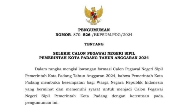 Pemkot Padang Buka 492 Formasi CPNS 2024, Ini Syarat dan Kuafifikasi Pendidikannya