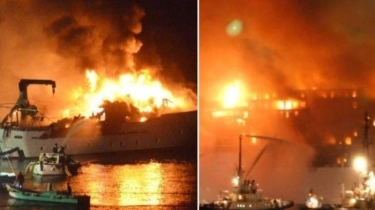 Video Detik-detik Kapal Tanker Minyak Sounion Terbakar setelah Serangan Houthi di Laut Merah