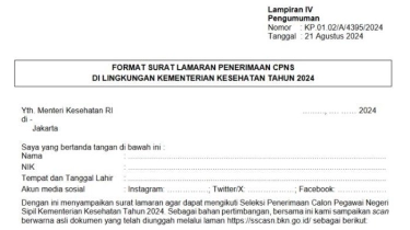 Format Surat Lamaran CPNS Kemenkes 2024, Alokasi Formasi yang Dibutuhkan Ada 8.607