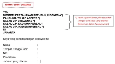 Format Surat Lamaran CPNS Kemenhan 2024, Alokasi Formasi yang Dibutuhkan Ada 6.566