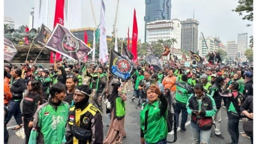 Kawasan Patung Kuda Menghijau, Massa Ojol Sampaikan Unek-unek ke Pemerintah dan Aplikator