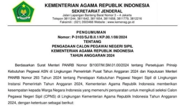 Pendaftaran CPNS Kemenag 2024 Ditutup 14 September, Berikut Dokumen yang Harus Diunggah