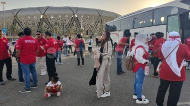 Halo Fans Arab Saudi! 3 Bus Suporter Indonesia Sudah Merahkan Stadion King Abdullah Sports City