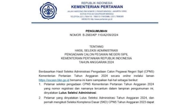 Link Pengumuman Hasil Seleksi Administrasi CPNS Kementan 2024, Cek Ketentuan SKD bagi Pelamar 2023