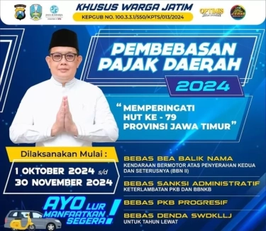 Kabar Gembira! Pemprov Jatim Gelar Program Pemutihan Pajak Kendaraan Bermotor dalam Rangka Ulang Tahun ke-79, Simak Jadwal dan Persyaratannya