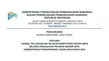 Link Pengumuman SKD CPNS Bappenas 2024: Aturan, Jadwal dan Daftar Peserta