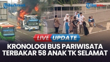 VIDEO Detik-detik 58 Anak TK Diselamatkan Sebelum Kebakaran Bus di Tol Wiyoto Wiyono