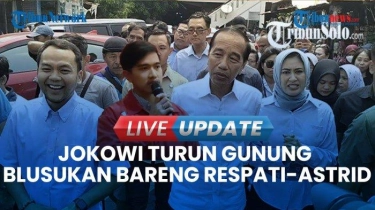 VIDEO Momen Jokowi dan Kaesang Blusukan Bareng Respati-Astrid di Pasar Klithikan Solo