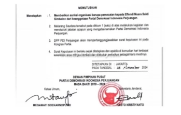 Imbas Dukung Ridwan Kamil-Suswono di Pilkada Jakarta 2024, PDIP Pecat Effendi Simbolon