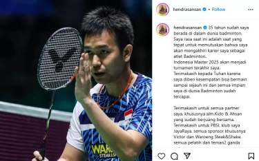 Pebulu Tangkis Hendra Setiawan Putuskan Gantung Raket Setelah 35 Tahun Berkarier, Indonesia Masters 2025 Jadi Panggung Terakhir