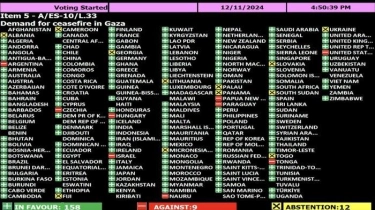Daftar 9 Negara Menolak Resolusi Terbaru Majelis Umum PBB yang Menuntut Gencatan Senjata di Gaza