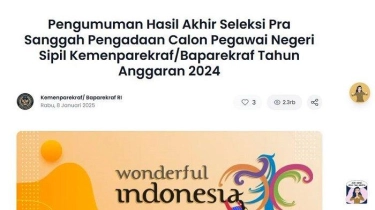 Pengumuman Hasil Kelulusan CPNS Kemenparekraf 2024, Cek Nama Peserta Lolos di Sini