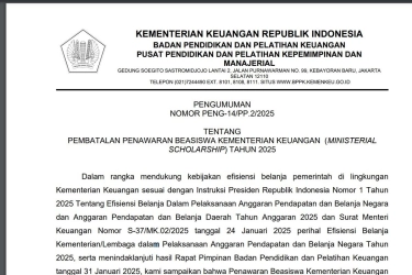 Beasiswa Khusus PNS Kemenkeu 2025 Dibatalkan, Padahal Baru Dibuka 21 Hari