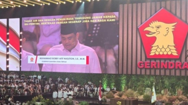 Momen Bobby Bacakan Jati Diri Gerindra di Hadapan Jokowi-Gibran: Kami Pantang Berbuat Curang