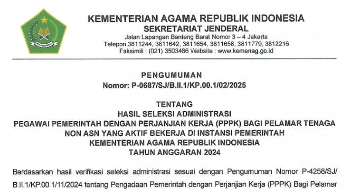 23.339 Peserta Lulus Seleksi Administrasi Calon PPPK Kemenag Tahap 2, Cek di Sini!