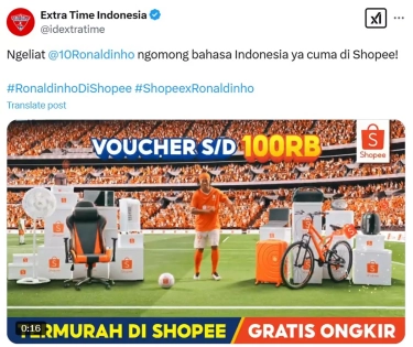 Bikin Heboh, Ronaldinho Nongol di Iklan Terbaru Shopee, Wajib Tonton!