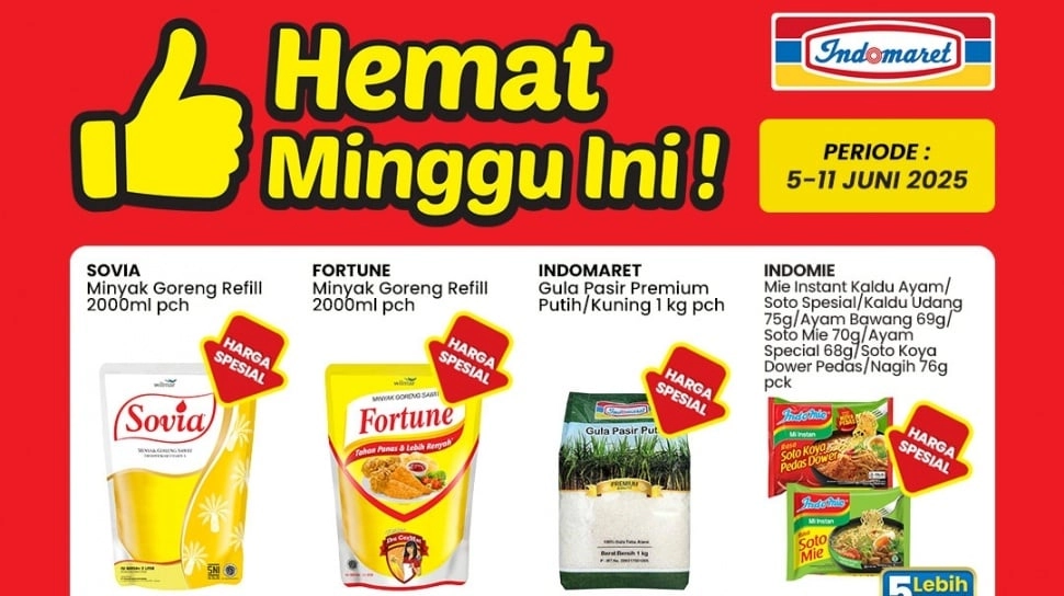 Promo Indomaret Hari Ini 5 Juni 2025, Serbu Kebutuhan Rumah Tangga Mulai Rp5 Ribuan