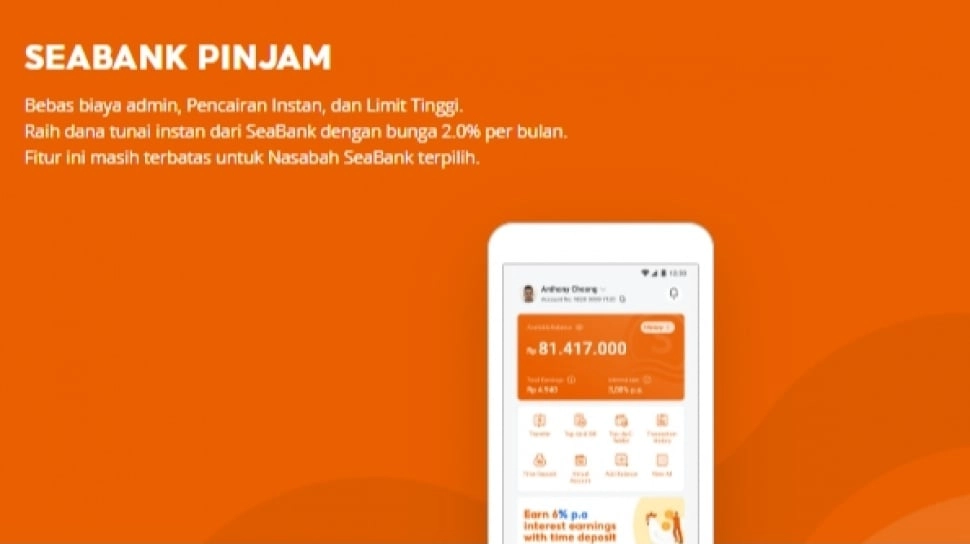 Cara, Syarat, dan Bunga Pinjam Uang di Aplikasi SeaBank, Mudah!