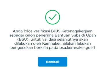 Ini Tanda Anda Lolos Verifikasi BSU BPJS Ketenagakerjaan, Cek di Sini