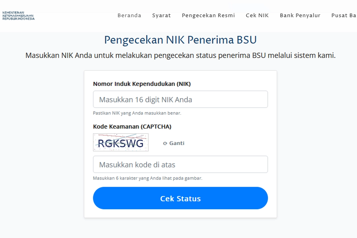 Cara Cek Validasi BSU 2025 dengan NIK, Klik bsu.kemnaker.go.id