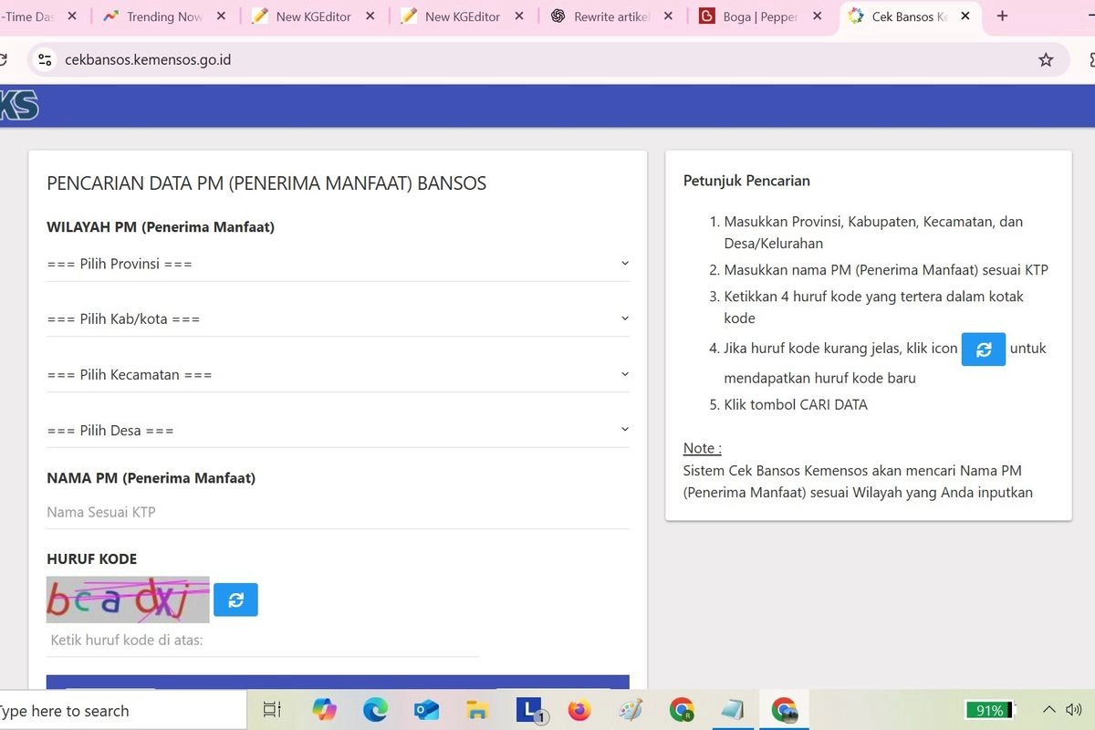 Cara Mengecek Desil Berapa di Situs Kemensos via HP