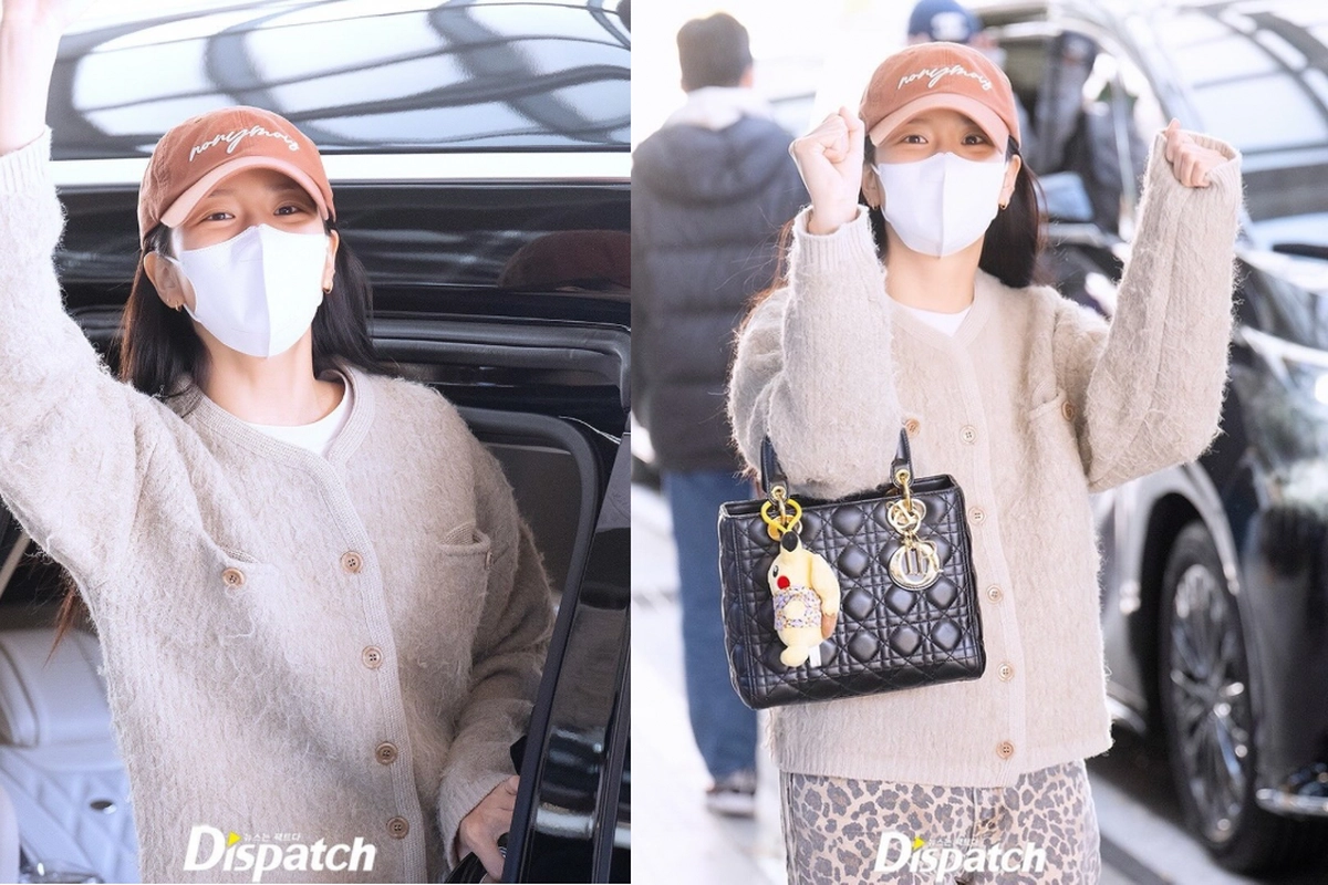 Style Jisoo BLACKPINK Usai Konser di Jakarta, Pakai Bag Charm Pikachu Berkemeja Batik