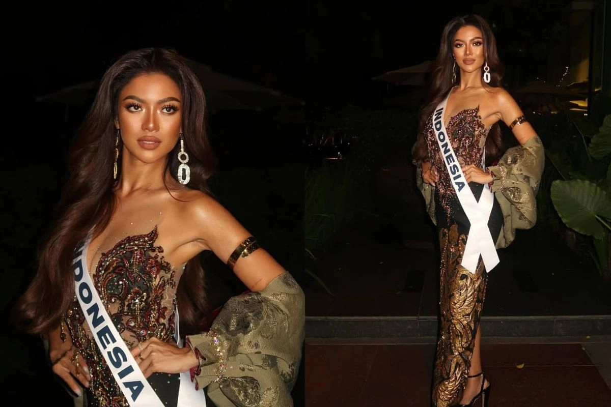 Potret Miss Universe Indonesia Sanly Liu Pakai Gaun Kebaya Motif Garuda