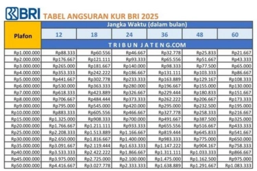 Tabel KUR BRI 2025 Pinjaman 50 Juta: Cicilan, Syarat, dan Cara Pengajuan