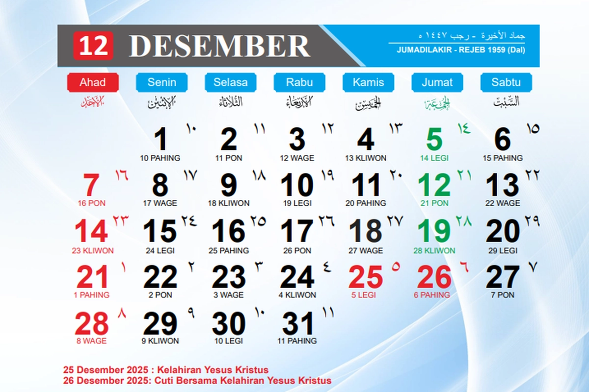 Cuti Bersama Desember 2025: Ini Jadwal Lengkap dan Tanggal Merahnya