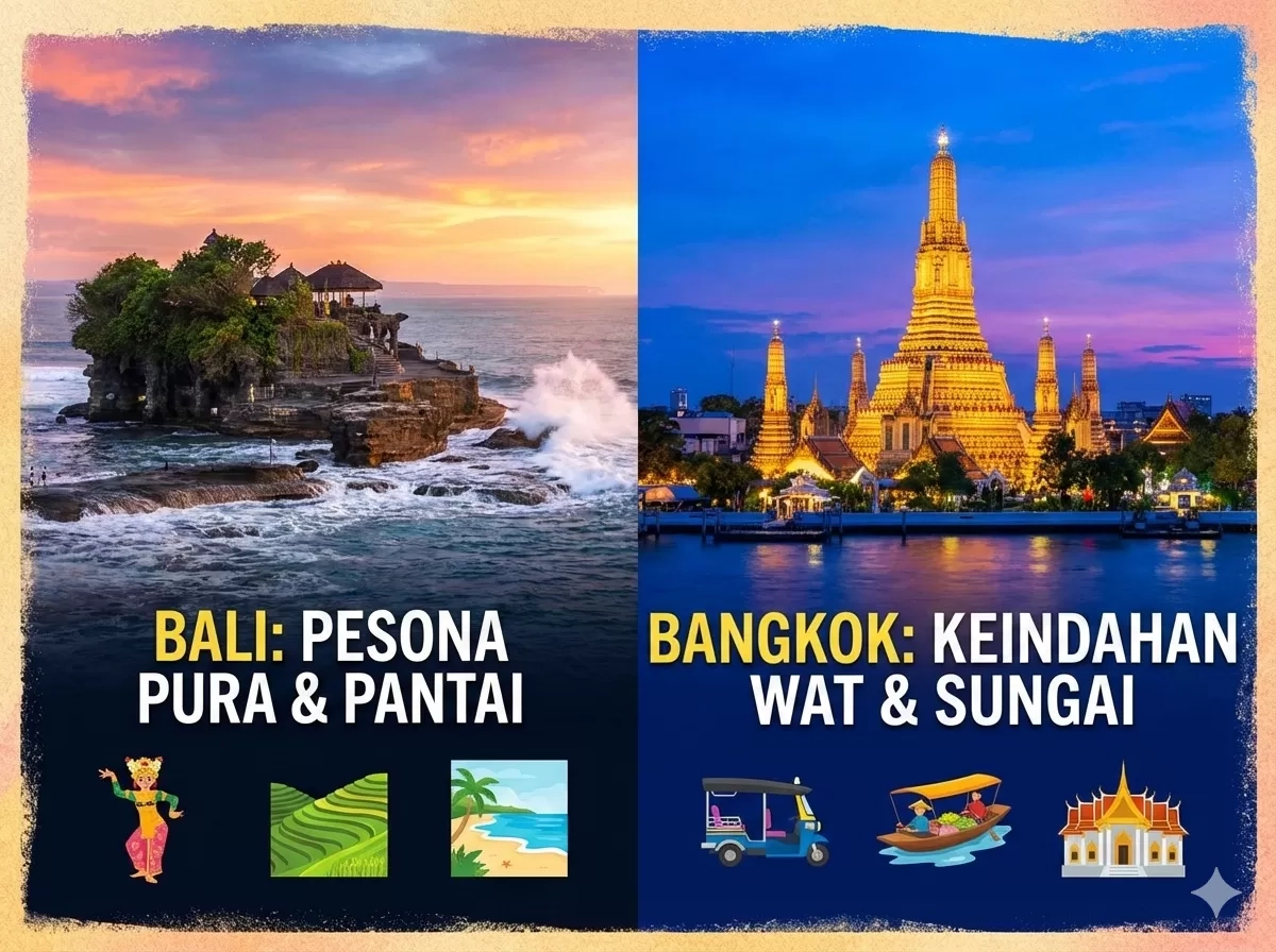 Jakarta–Bali vs Jakarta–Bangkok: Harga Tiket Nyaris Sama, Destinasi Mana Lebih Menarik untuk Libur Nataru?