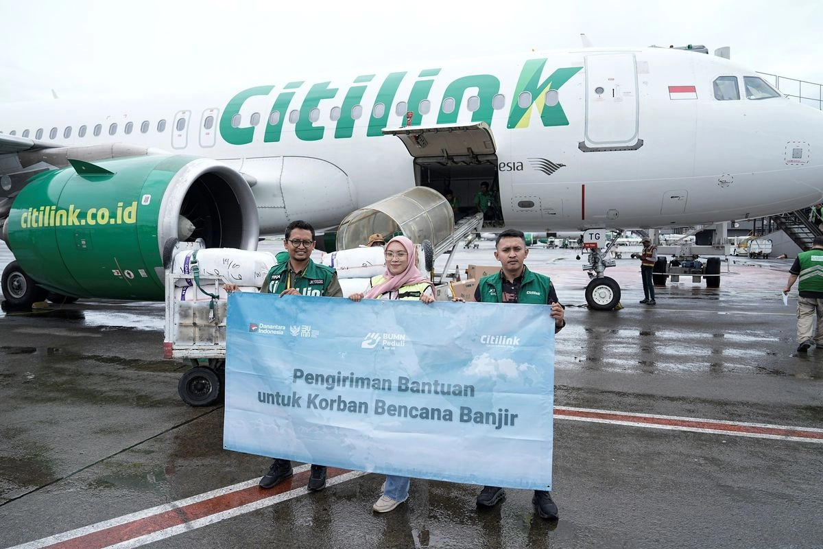 Citilink Angkut 13 Ton Bantuan Banjir Sumatera Pakai Airbus A320