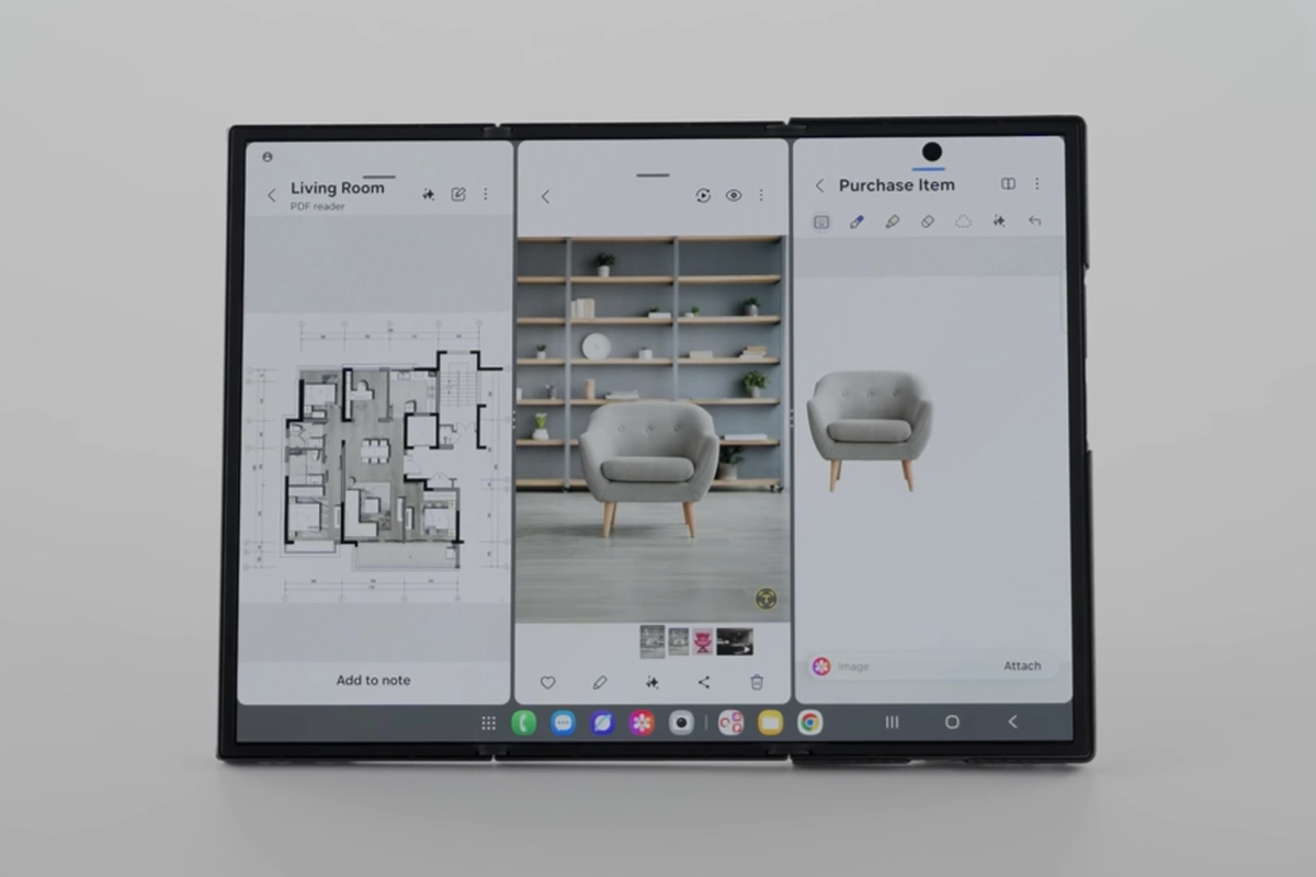 Tabel Spesifikasi Samsung Galaxy Z TriFold, Desain Layar Tiga Lipatan
