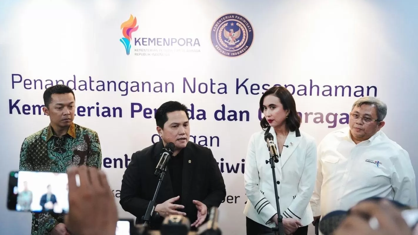 Menpora Erick Thohir Teken MoU dengan Menpar Widiyanti Putri Wardhana, Perkuat Sinergi Gencarkan Sport Tourism