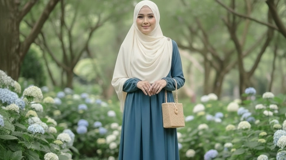 Baju Teal Blue Cocoknya Pakai Kerudung Warna Apa Saja? Ini 5 Rekomendasinya